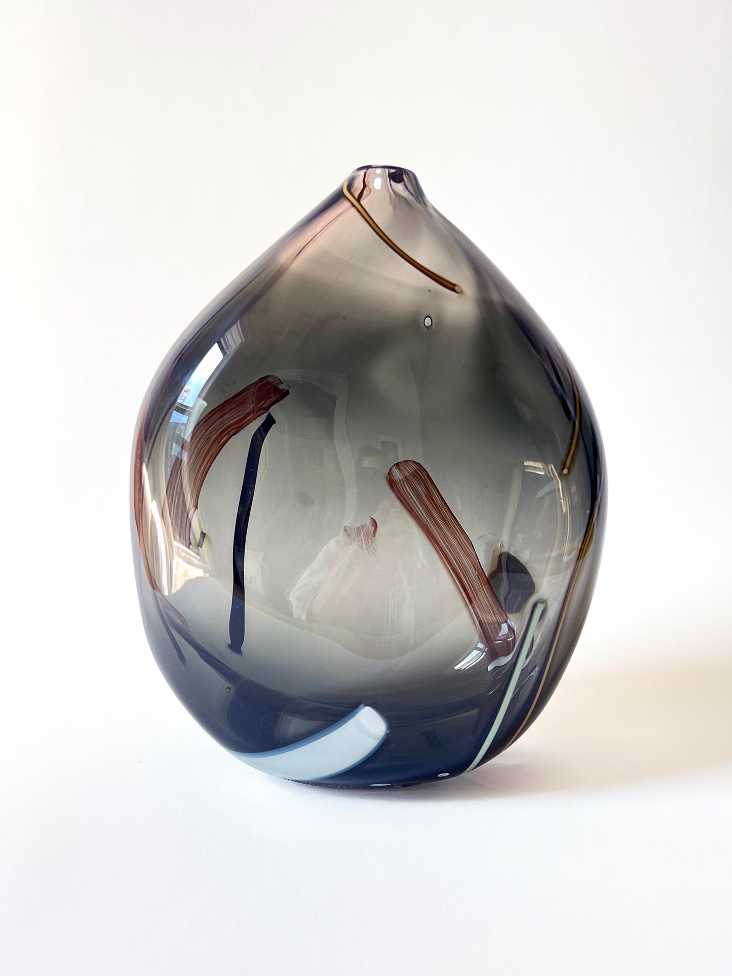 Smokey Grey Vessel with Collage Bits