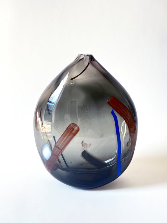 Smokey Grey Vessel with Collage Bits