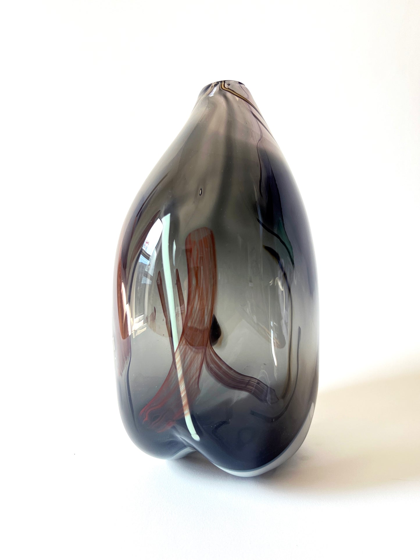 Smokey Grey Vessel with Collage Bits